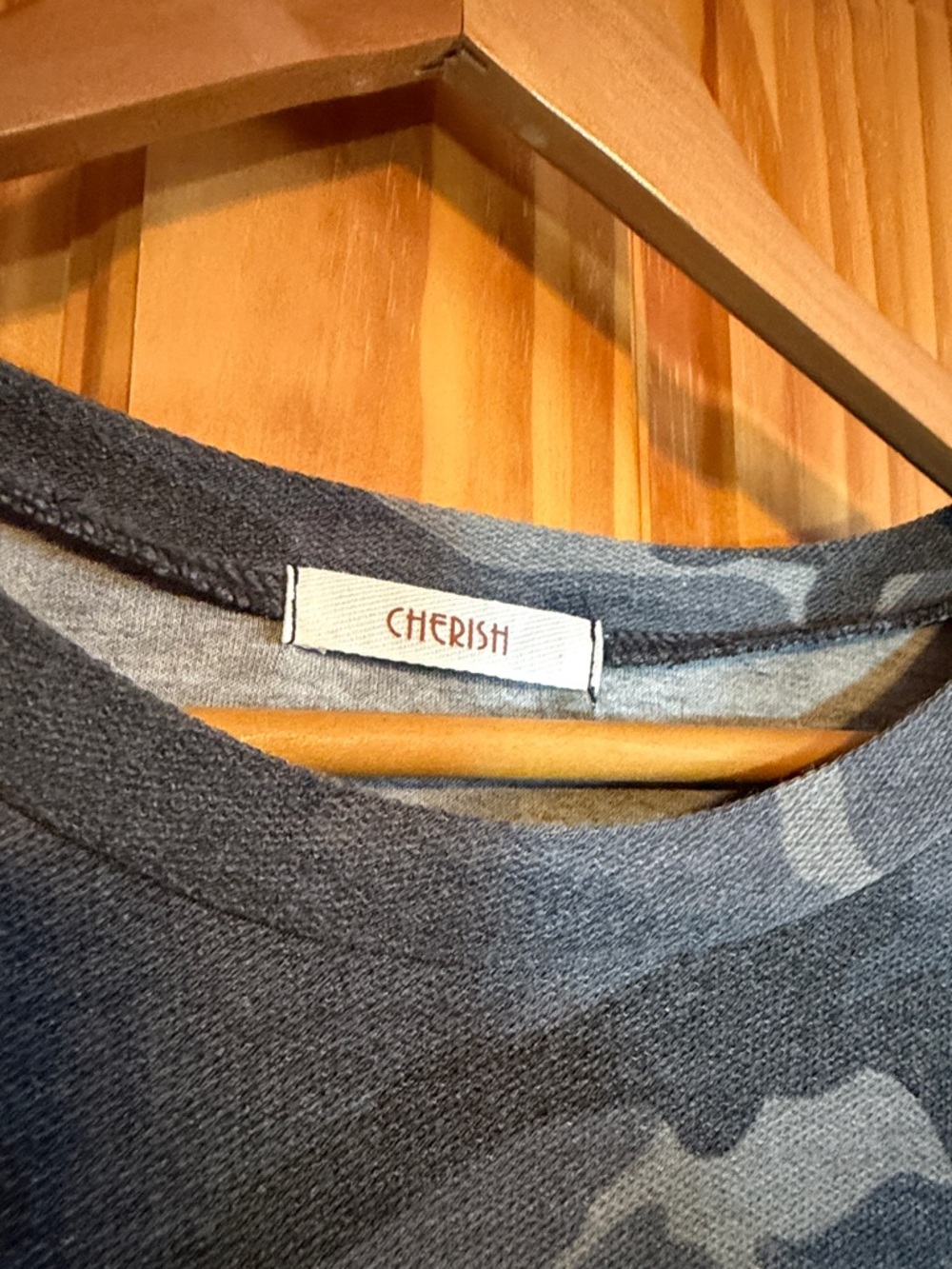 Cherish Women's Midi Tee Dress in Gray Camo - Picture 2 of 8